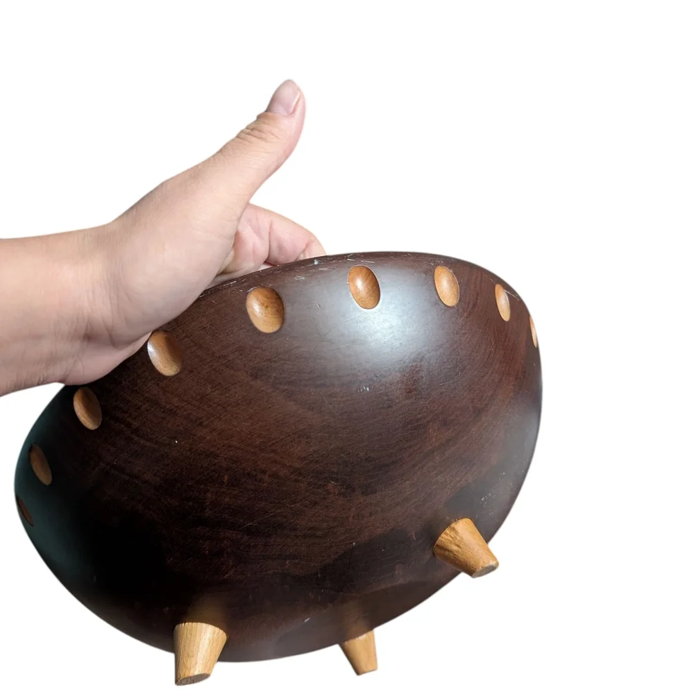 Vintage Elegant Brown Wooden Bowl - Picture 3 of 4
